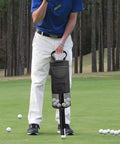Person using Portable Golf Ball Retriever With Detachable Tube And Large Mesh Pocket That Holds 70 Plus Balls on a golf course.