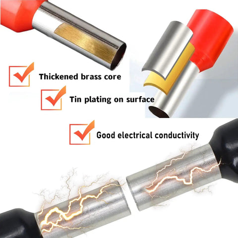 Must Have 200 Piece Wire Ferrule Kit With Insulated End Terminals For 4 AWG 25mm2 Copper Crimp Connectors Red Black Set