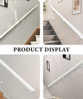 Heavy Duty Wrought Iron Stair Handrail Indoor Outdoor Rust Resistant Custom Length Grab Rail Built Tough With Heavy Gauge Steel Secure Step Railing For Home And Business Use displayed on various staircases.