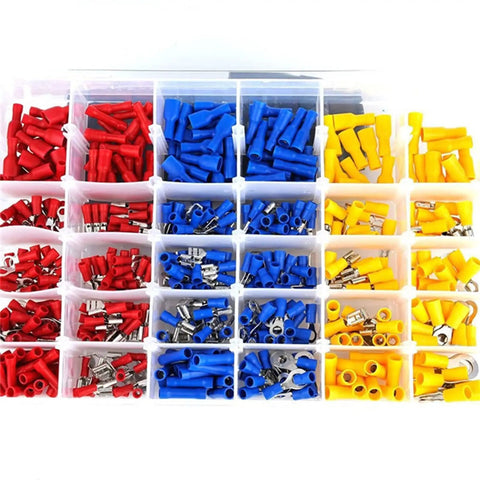 Ultimate 720 Count Tubular Wire Connector Kit Featuring Color Coded Electrical Terminals, Insulated Cable Ferrules In Yellow Red Blue, Heavy Duty Crimping Tool, Perfect For Pro Auto Home Wiring Projects. 720 insulated terminals in organizer