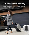 Woman pulling Delta Pro 3 Portable Power Station With 4096Wh LFP Battery Expandable To 48kWh 120V 240V 4000W AC Output 6000W With XBoost