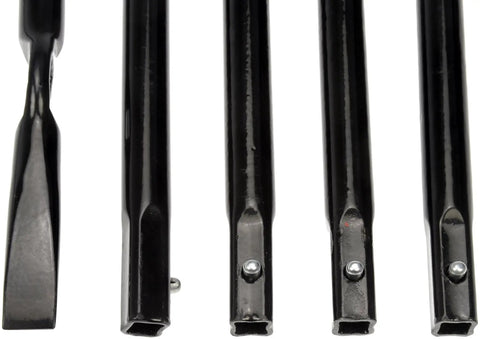 Close-up of black Spare Tire Jack Handle and Lug Wrench for Dodge Jeep Ram, Heavy Duty Replacement Tool, Durable Steel Build