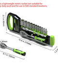 Quarter Inch Drive Ratchet Socket Set with Metric 4mm to 14mm Sockets, Quick Release Ratchets, and Portable Organizer Case.