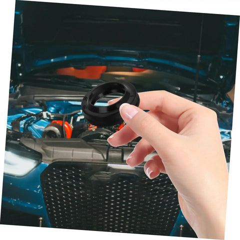 Pro Grade Tire Changer Cylinder Seal Kit With High Precision Oil Seals For Air Tight Performance Replacement Parts Set For Tire Changer Machines Minimizes Air Loss And Leaks Durable Plastic Seal Ring Pack Of 4, black ring held by hand