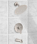 Tub Shower Faucet Set With Valve, High Pressure All Metal Rain Shower System With 8 Inch Rain Head, Bath Tub Trim Kit In Brushed Nickel