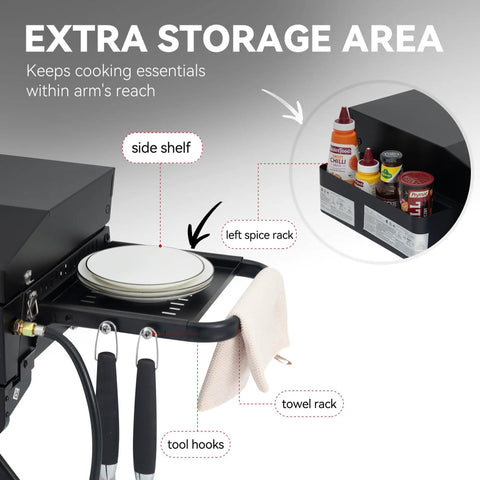 Three Burner Propane Griddle On Folding Stand 23 Inch Portable Griddle With Side Table And 314 Square Inches Cooking Area