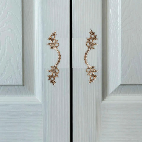 Vintage Zinc Alloy Cabinet Handles Set With Antique Silver Finish on wardrobe doors