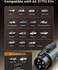 Plug And Play Tesla To J1772 Charging Adapter With Solid 80 Amp Build for compatible electric vehicles lineup.