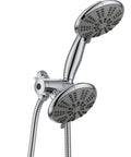 Next Level 5 Inch Anti Clog High Pressure 3 Way Large Dual Shower Head With Handheld Spray, chrome finish