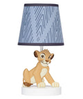 Lion King Adventure Lamp With Shade And LED Bulb, Simba Sculpted Base, Two Tone Chevron Shade With Navy Binding, Soft Night Light