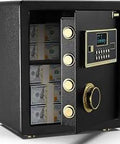 Beefy Home And Hotel Safe With Alarm LCD Display Dual Key System And Programmable Keypad showcasing interior space and security bolts