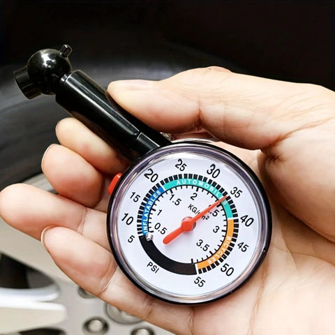 High Precision Mechanical Tire Pressure Gauge For Car And Motorcycle With Analog Dial No Fuss Portable Air Pressure Tool For Safe Driving And Peak Tire Life Daily in hand
