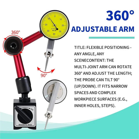 Beefy Lever Dial Indicator Magnetic Holder And Stand Kit For Precision Measurement With Pro Grade Probes Magnetic Base And Tools Micrometer Dial Gauge 0.8mm Stand B adjustable arm