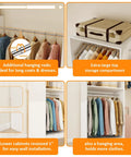 Rock Solid 8 Foot Modular Closet Organizer With 12 Hanging Rods And Extra Wall Shelf, showing hanging area and storage options.