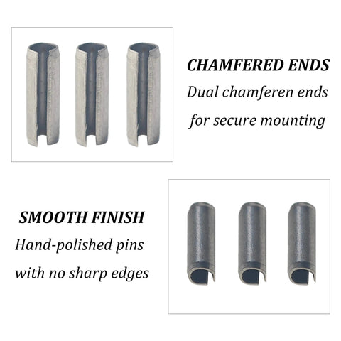 100 Pack M3 X 10mm Slotted Spring Pins Made From 304 Stainless Steel with polished finish and chamfered ends for secure mounting