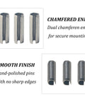 Top Shelf 100 Piece M1.5 X 8mm Slotted Spring Pins Crafted From Hella Solid 304 Stainless Steel showing chamfered ends for secure mounting.