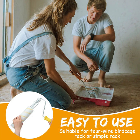 24 Pack Bulk Paint Roller Covers In Microfiber For Walls And Ceilings Nine By One Half Inch Polyester Naps being used by two people