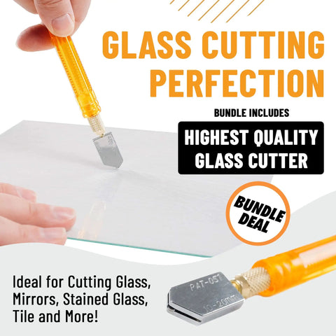 Premium Glass Bottle Cutter Kit For DIY Projects With Safety Gloves And Accessories All In One For Beer And Wine Bottles Adjustable Up To 7.67 Inches Diamond Carbide Blade Delivers 100000 Precise Cuts being used on glass.