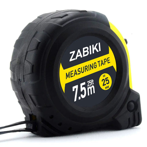 25 Ft Measuring Tape With Easy Read Decimal Scale, Dual Sided Ruler In Metric And Inches, Magnetic Tip, Rubber Casing