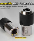 Tap Socket Set With Adjustable Jaws And 3/8 Inch Adapter, showing 2 tap sockets fitting 6-1/4 inch and 1/4 to 1/2 inch taps
