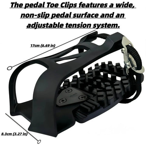 3 In 1 Indoor Cycling Pedals With Look Delta Compatibility, Clips And Cleats Included, platform or toe clip modes, black toe clip close-up