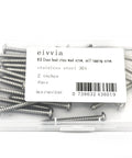 Thirty Piece Heavy Duty Stainless Steel Screws Number Ten By Two Inch Self Tapping Pan Head Wood And Metal Fasteners Zero Rust Top Shelf Cross Drive Hardware Bulk Lot in packaging.