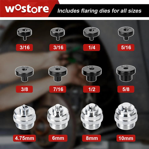 Wostore brake line flare kit with 12-piece SAE/ISO flare dies assortment