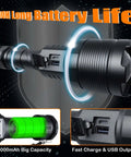 Ridiculously Bright Rechargeable LED Flashlight With Up To 200000 Lumens, featuring USB ports and battery life indicator