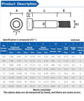 Diagram of Heavy Duty M6 Shoulder Screws Alloy Steel Grade 12.9 with dimensions and specifications chart.