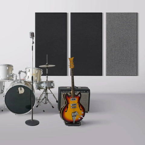 Two-Piece Studio-Grade Fiberglass Acoustic Panels 47.2 By 23.6 Inches For Studio Office And Home Theater Soundproofing Charcoal Grey
