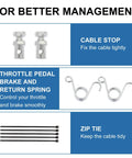 75 Inch Heavy Duty Universal Throttle Cable Kit components for Predator 212cc 196cc GX160 GX200 VM22 VM24 engines, parts view