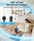 Woman enjoying Powerful Clip On Desk Fan With USB Rechargeable Battery 9000 RPM Turbo Airflow Beast 360 Degree Rotation in living room.