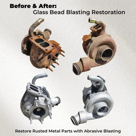 Before and after rust removal using 8Lb Non-Silica Glass Bead Sandblasting Media Reusable Abrasive For Rust Removal And Surface Finishing