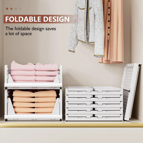 Flat Out Essential 5 Pack Stackable Closet Organizers Smooth Space Savers Premium Fabric Storage Boxes For Clothes And Linens Legit Wardrobe Hack Solid Home Setup