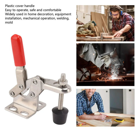 Adjustable Toggle Clamp Latch in Stainless Steel push pull tool with red handle for home decor and mechanical projects
