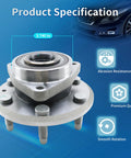 Front and Rear Wheel Bearing and Hub Assembly for Chevy Traverse, Buick Enclave, GMC Acadia, Acadia Limited, and Saturn Outlook 6-Lug