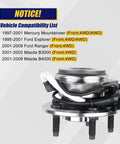 Front Wheel Hub And Bearing Assembly 515003 Fits Ford Ranger Explorer Mercury Mountaineer Mazda B3000 B4000 5 Lug With ABS