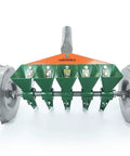 Front view of Metal Precision Manual Seeder for Vegetables Greens Onion Radish Beets 5 Row Garden Planter with Adjustable Row Spacing