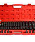Half Inch Drive Impact Socket Set With 35 Pieces Metric 8mm To 32mm Including 20 Shallow And 15 Deep Sockets In Heavy Duty Storage Case