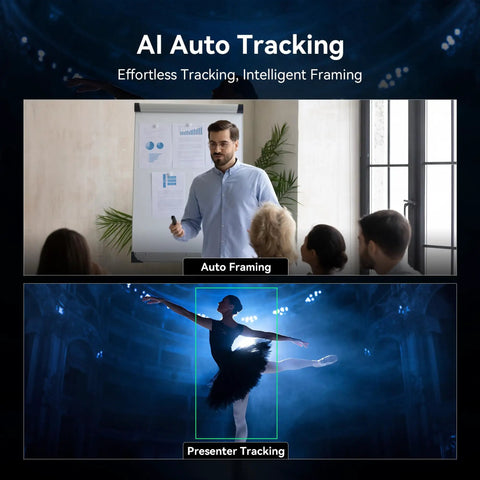 4K AI Auto Tracking PTZ Camera With 3X Optical Zoom And 93 Degree Wide Angle demonstrating auto framing and presenter tracking