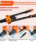 Big 16 Inch Hand Rivet Nut Tool With Heavy Duty Setter Kit Featuring Easy Swap Nose Pieces, 11 Metric And Sae Mandrels Plus 110 Rivnuts For Pro Auto Shop Fixups And Tricky Spot Jobs.