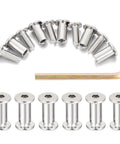 50 Piece M6 Furniture Bolt And Nut Kit with Silver Hex Drive Nuts, Bolts, Binding Barrels, M4 Wrenches for DIY Home Projects