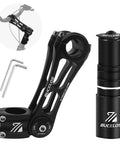 Versatile Adjustable Bike Stem Riser For 31.8mm Handlebars And 28.6mm Fork, 80 Degree Tilt, showing kit with tools