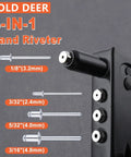 Beast Mode Heavy Duty 4-In-1 Rivet Gun Kit With 100 Rivets For Metal Plastic Leather Interchangeable Nosepieces displayed