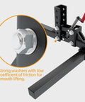 Close-up of the ATV UTV Manual Implement Lift With 1-Point Lift System And 2-Inch Hitch Receivers showing washer details.