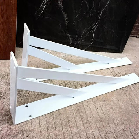 Killer Heavy Duty Shelf Brackets 80 Inch White Wall Mounted Triangle Supports with sleek design and sturdy 5mm thick steel.