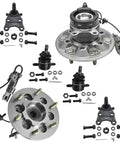2WD Front Wheel Hub Bearings Kit For 2004-2008 Chevy Colorado And GMC Canyon, Includes Front Left And Right Hubs With ABS, Plus 4 Upper And Lower Ball Joints, 6 Pc Set shown