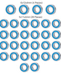 RC Wheel Hub Sealed Bearing Kit For 1 14 Scale RC Cars Upgrade Replacement Parts And Accessories, Smooth Spin Easy Install, Durable Steel Construction For Long Lasting Drivetrain, showing multiple blue-sealed bearings.