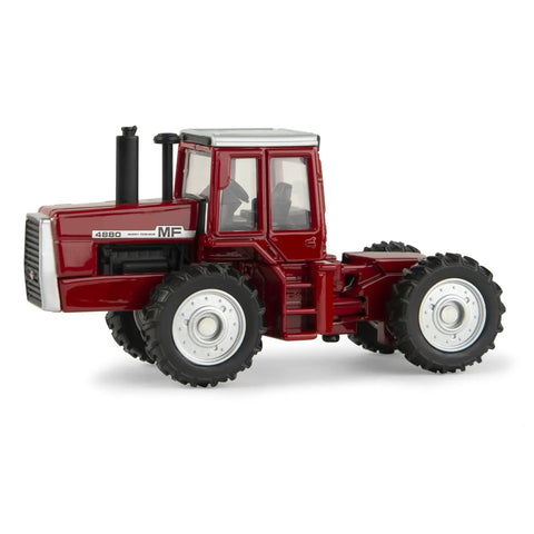Scale Model Massey Ferguson 4880 4WD Diecast Tractor Toy For Kids One Sixty Four Scale showing red finish and rubber wheels