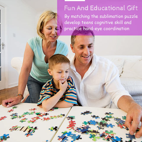 Three Set Sublimation Puzzle Blanks Bundle With 360 Pieces A4 Jigsaw DIY Thermal Transfer Puzzles in use with family